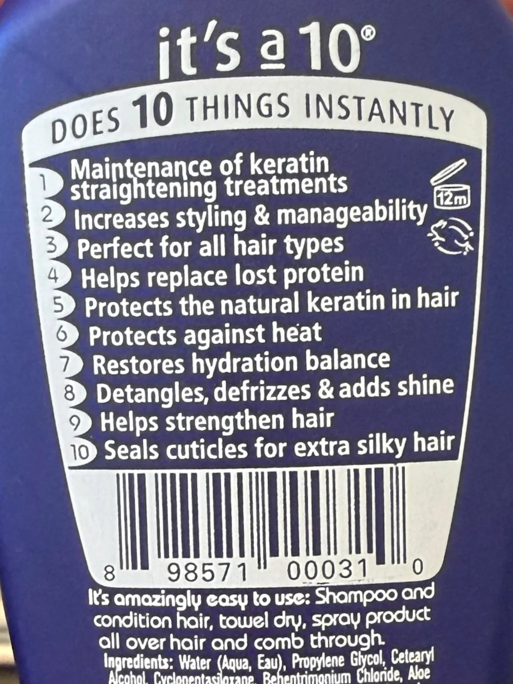 It's a 10 travel size miracle leave-in plus keratin